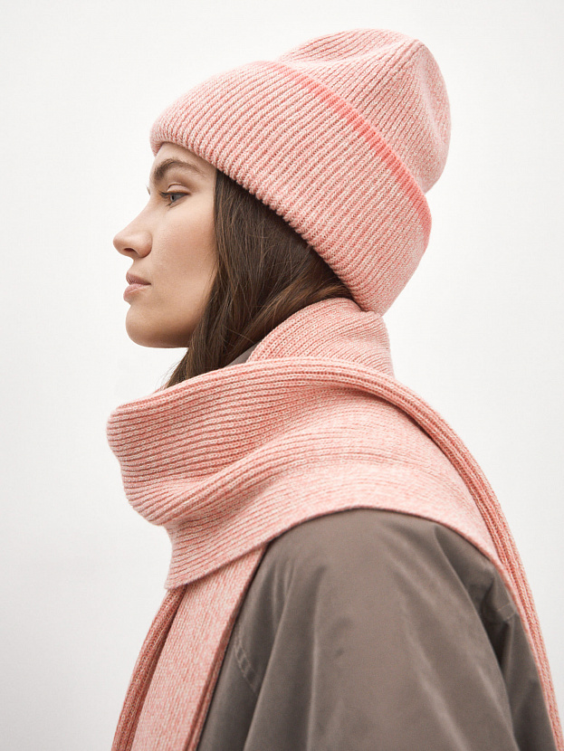 Бредли комплект (шапка+шарф) трикотажный (коралл/песочный)