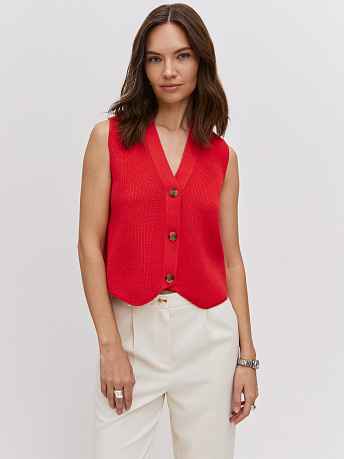 Однобортный жилет с хлопком и вискозой Вита
