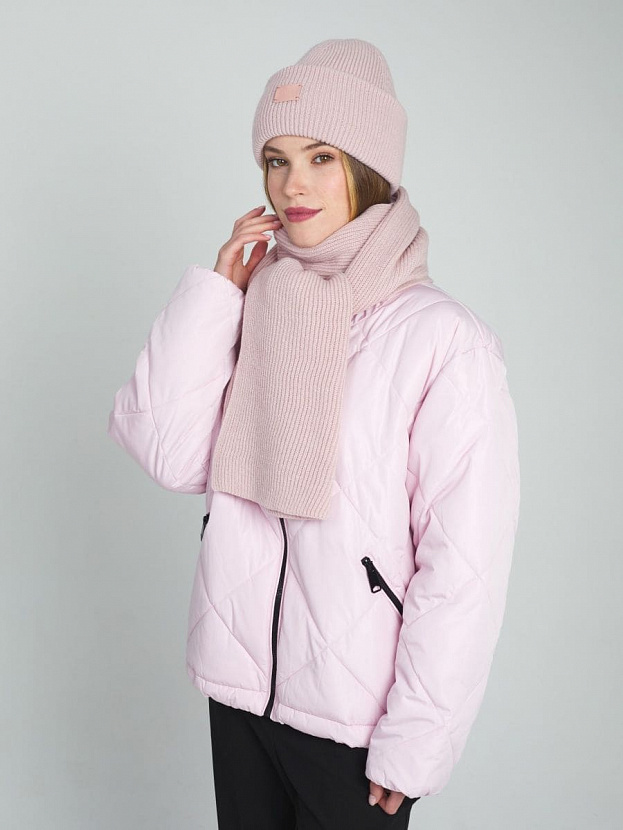 Спейс комплект (шапка+шарф) трикотажный (св.розовый, 56-58)