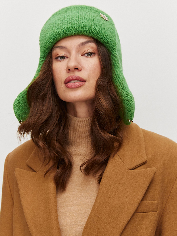 Стокгольм шапка-ушанка трикотажная (ярко-зеленый, 56-58)