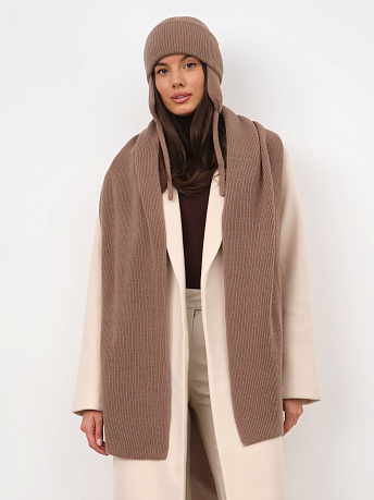 Комплект из шапки с ушками и шарфа из шерсти мериноса Айсберг