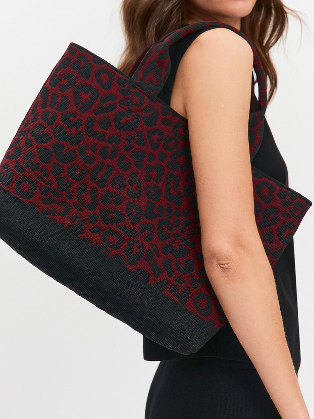 Сумка жаккардовая 2025-Л03 (черный/бордо)