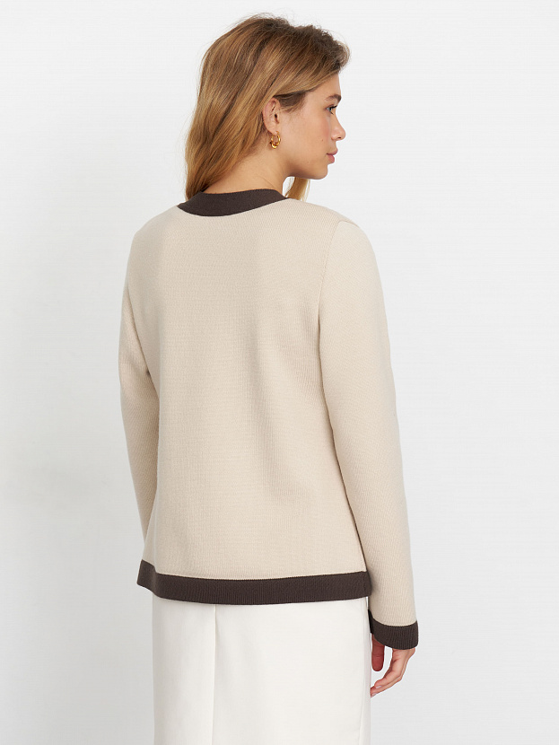 Гамма кардиган трикотажный (кремовый/кофейный, 44-46)