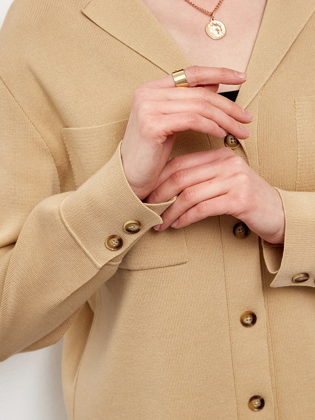 Тира кардиган трикотажный (светло-бежевый, 44-46)