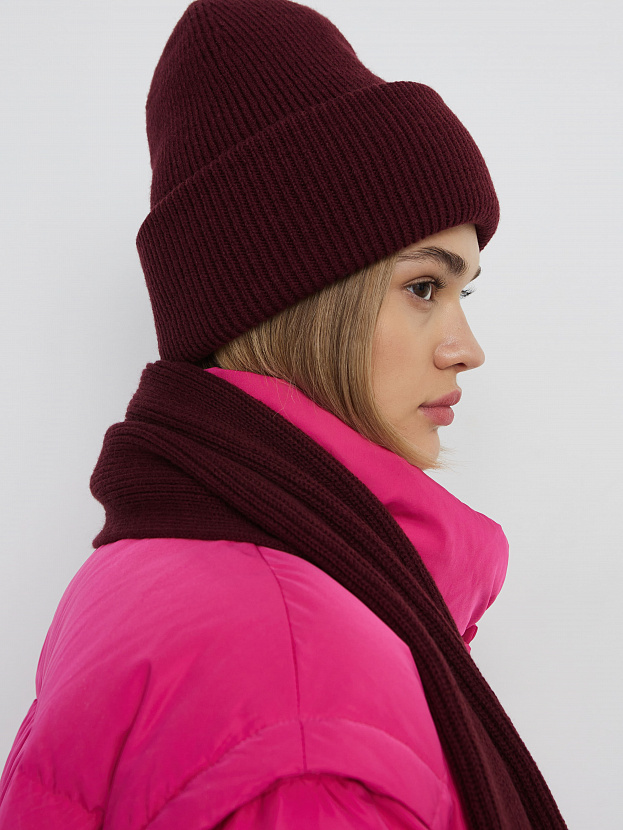 Ботаника комплект (шапка+шарф) трикотажный (бордовый, 56-58)