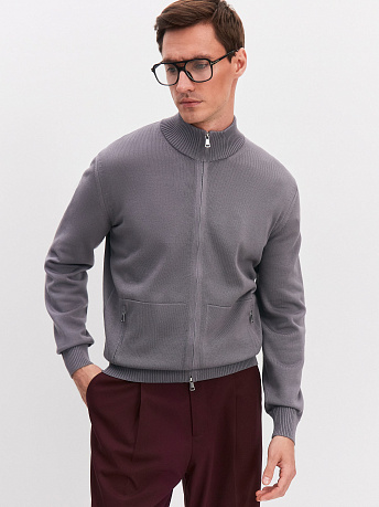 Кардиган мужской из хлопка с карманами на молнии