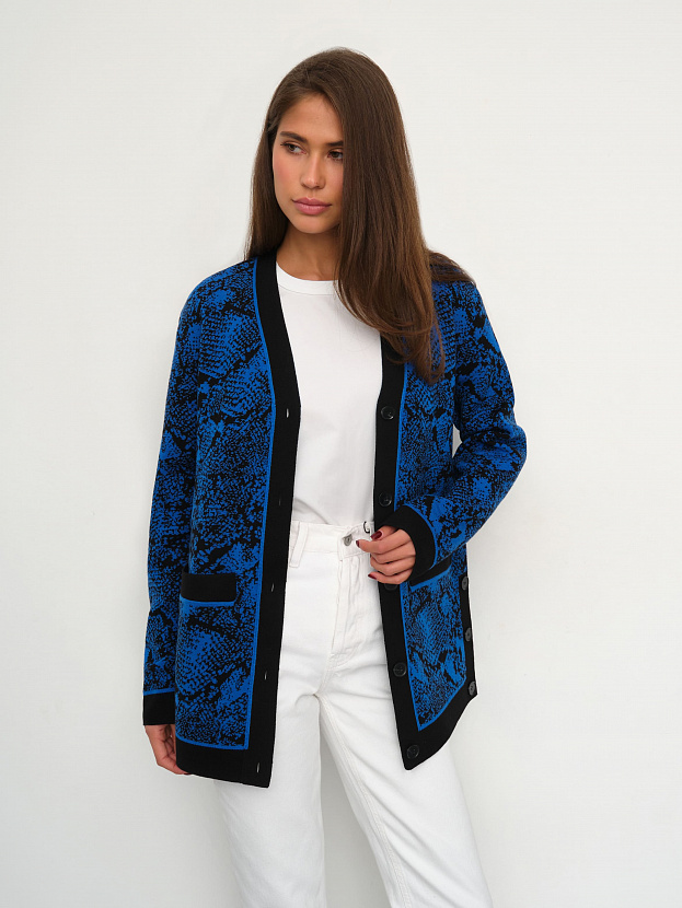 Сандро кардиган трикотажный (черный/ультрамарин, 44-46)