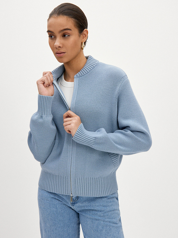 Эльба джемпер (бомбер) трикотажный (серо-голубой, 44-46)