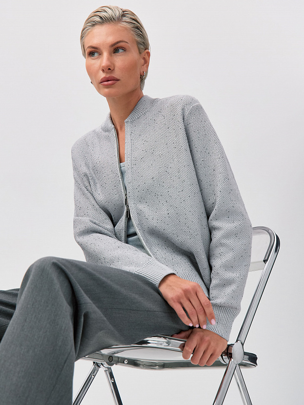 Рио кардиган (бомбер) трикотажный (св. серый, 44-46)