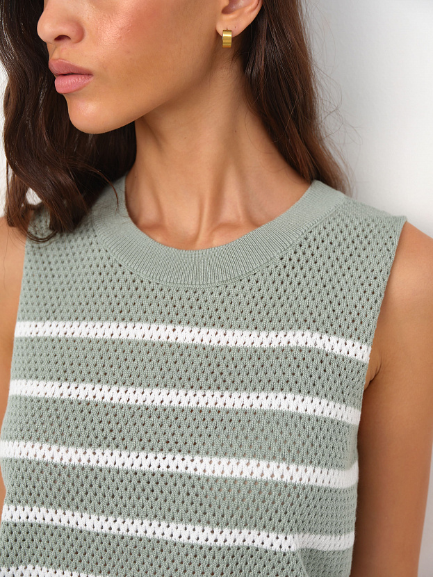 Терри джемпер без рукавов трикотажный (св.зеленый/белый, 44-46)