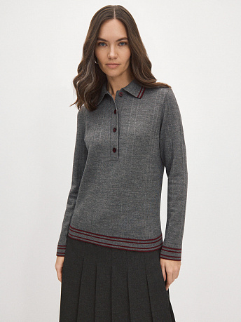 Джемпер поло из шерсти мериноса с вискозой Кайли