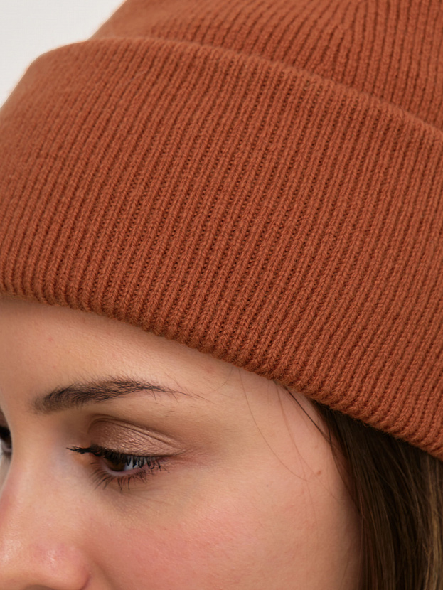 Квартет комплект (шапка+шарф) трикотажный (терракотовый, 56-58)