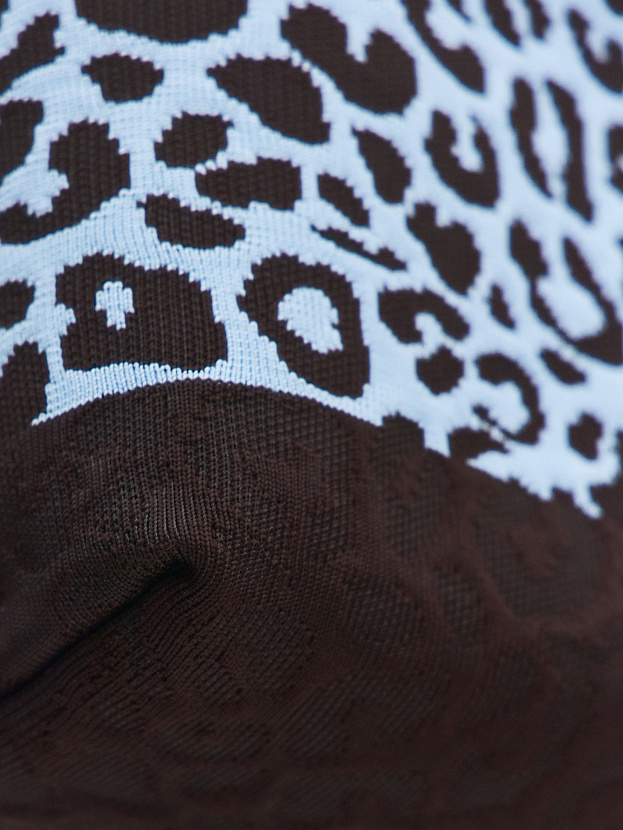 Сумка жаккардовая 2025-Л03 (т.коричневый/голубой)