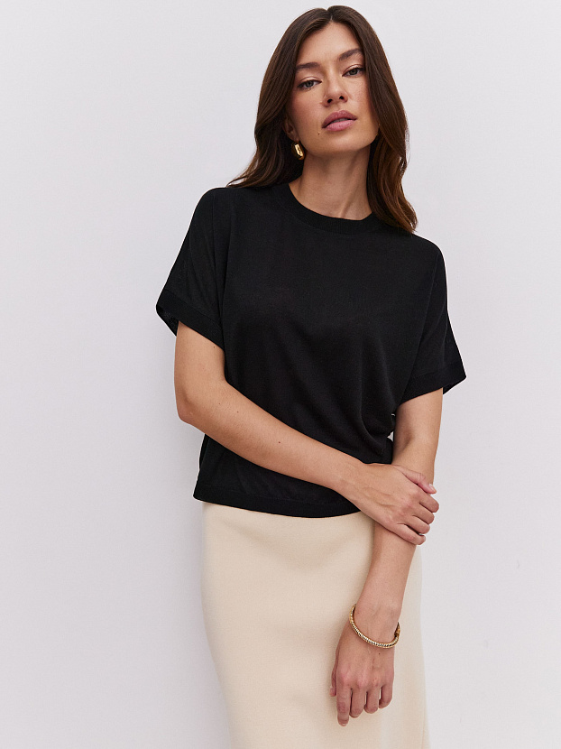 Мика джемпер (футболка) трикотажный (черный, One size (44-52))