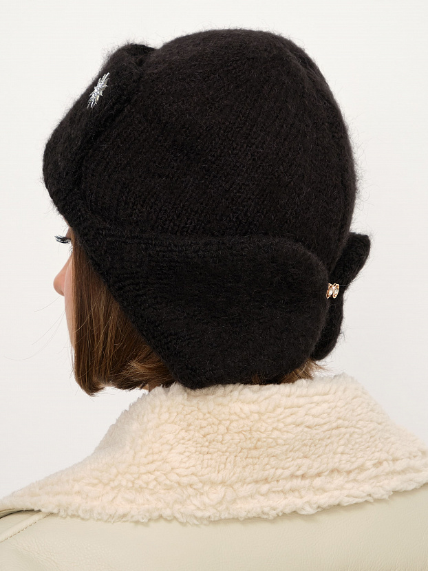 Стокгольм шапка-ушанка трикотажная (черный, 56-58)