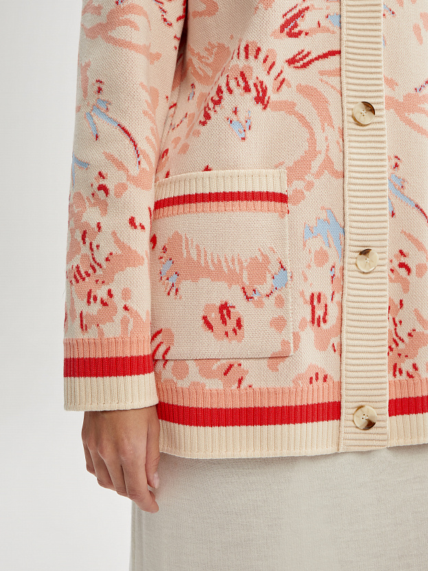 Гарда кардиган трикотажный (кремовый/лососевый, 44-46)