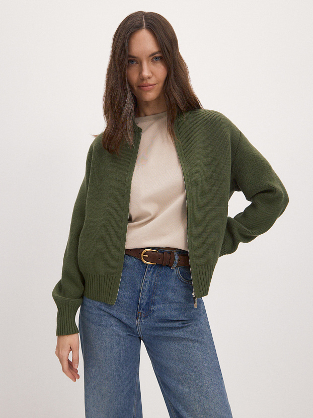 Эльба джемпер (бомбер) трикотажный (зеленый, 44-46)