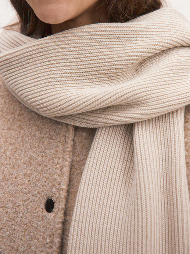 Ботаника комплект (шапка+шарф) трикотажный (светло-песочный, 56-58)