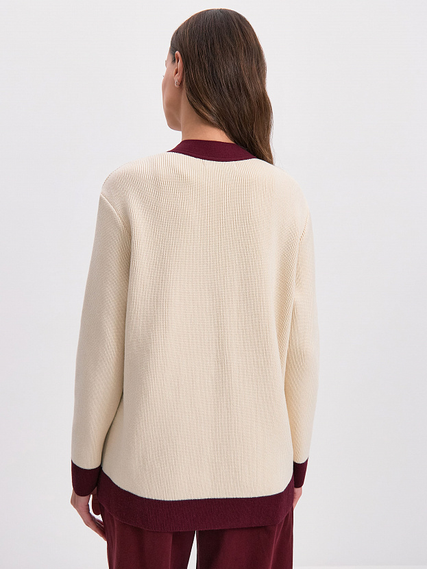 Родос кардиган трикотажный (кремовый/бордо, 44-46)