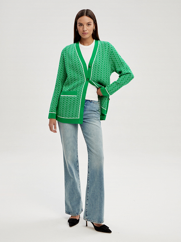 Сандро кардиган трикотажный (ярко-зеленый, 44-46)