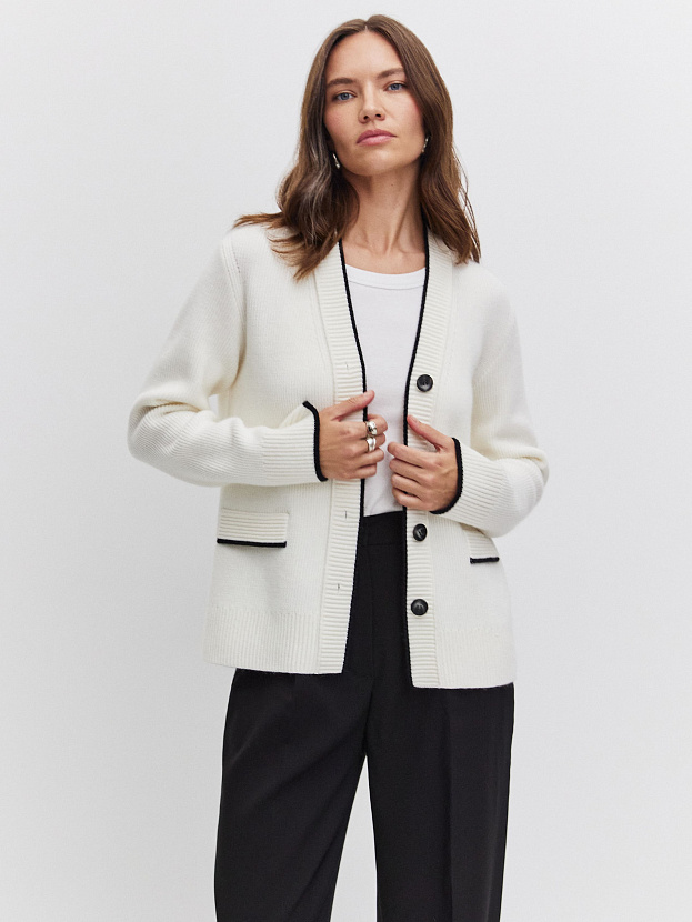 Амега кардиган трикотажный (белый, 44-46)