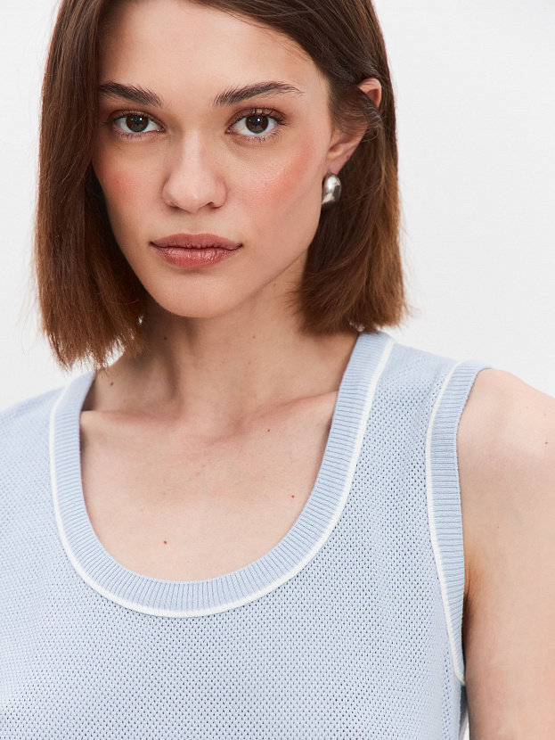 Оливия джемпер без рукавов трикотажный (голубой, 44-46)