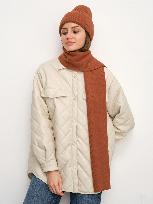 Квартет комплект (шапка+шарф) трикотажный (терракотовый, 56-58)