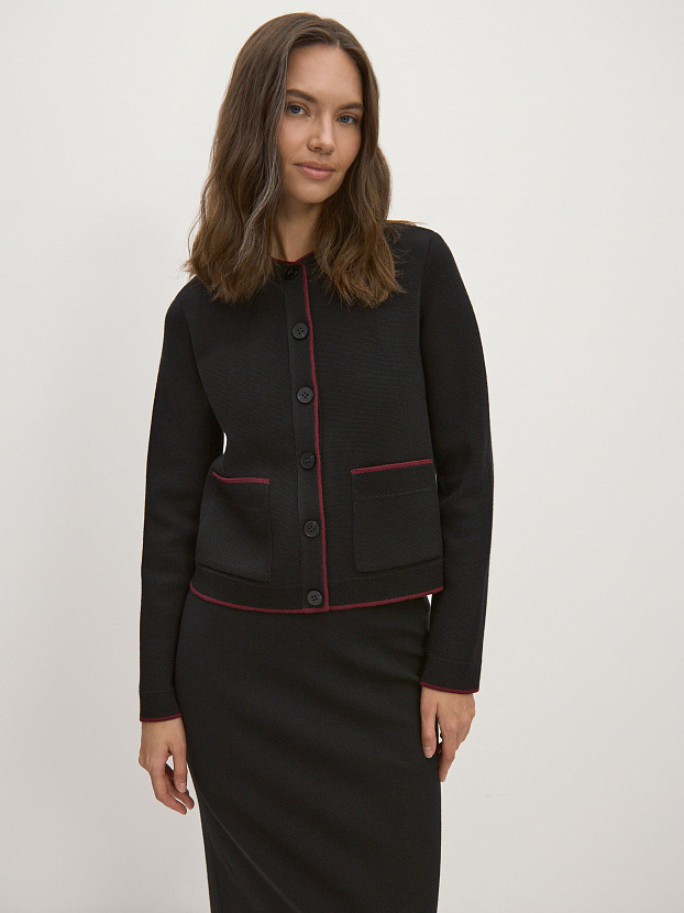 Сириус жакет трикотажный (черный/бордо, 46)