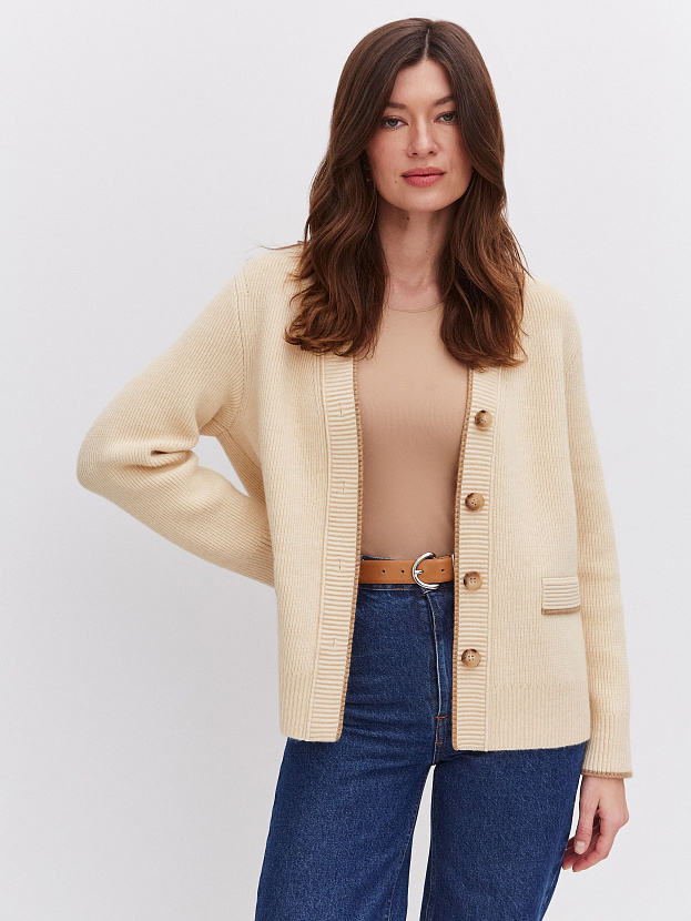 Амега кардиган трикотажный (кремовый, 44-46)