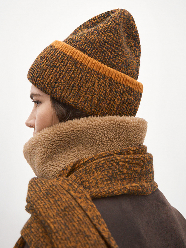 Бредли комплект (шапка+шарф) трикотажный (оранжевый/т.серый)