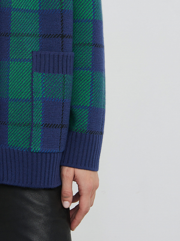 Горизонт кардиган трикотажный (синий/яр.зеленый, 44-46)