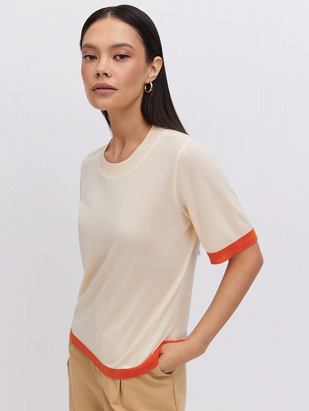 Адель1 джемпер (футболка) трикотажный (кремовый/оранжевый, 44-46)