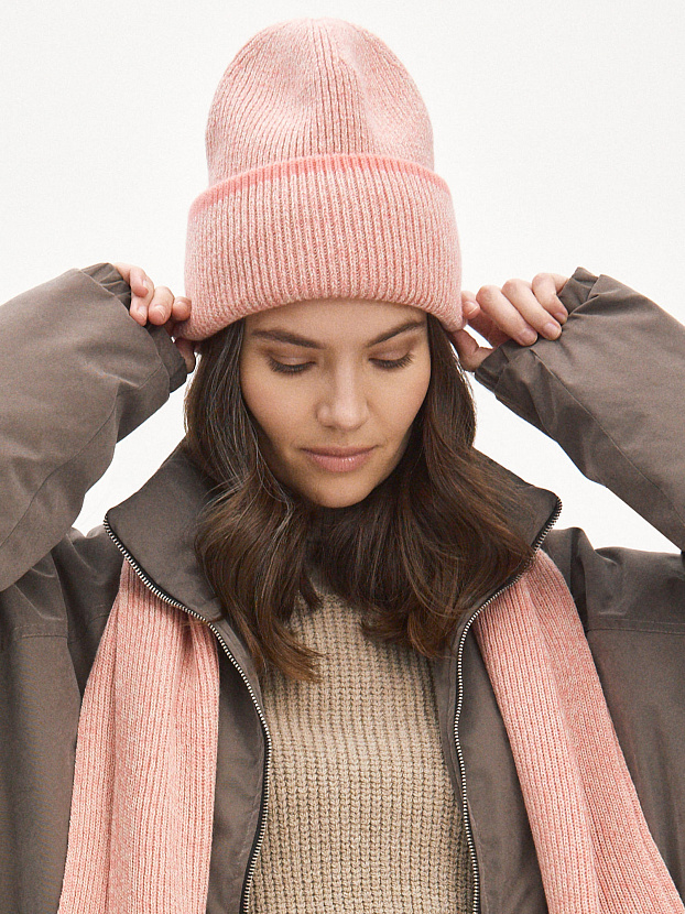 Бредли комплект (шапка+шарф) трикотажный (коралл/песочный)