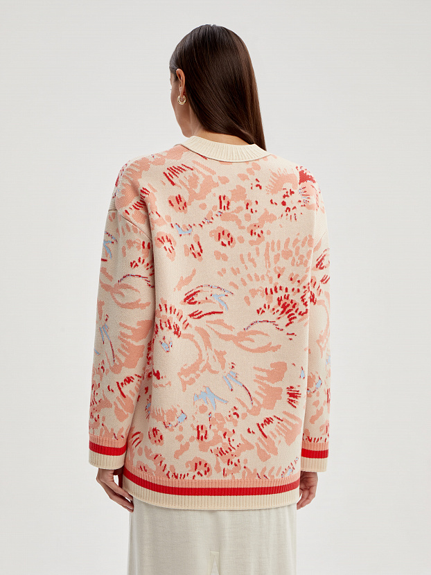 Гарда кардиган трикотажный (кремовый/лососевый, 44-46)