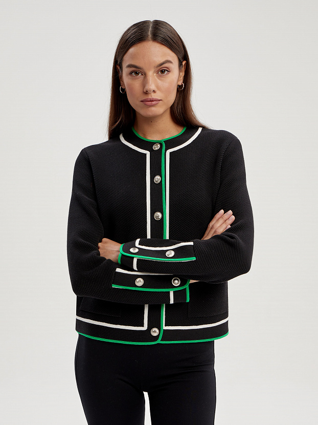 Майя жакет трикотажный (черный/серебро, 46-48)