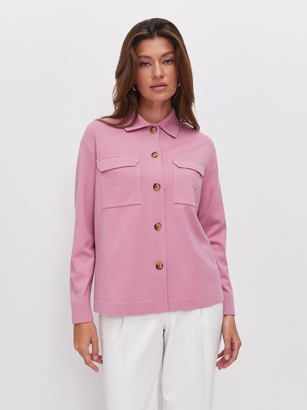 Джем кардиган (рубашка) трикотажный (т.розовый, 44-46)