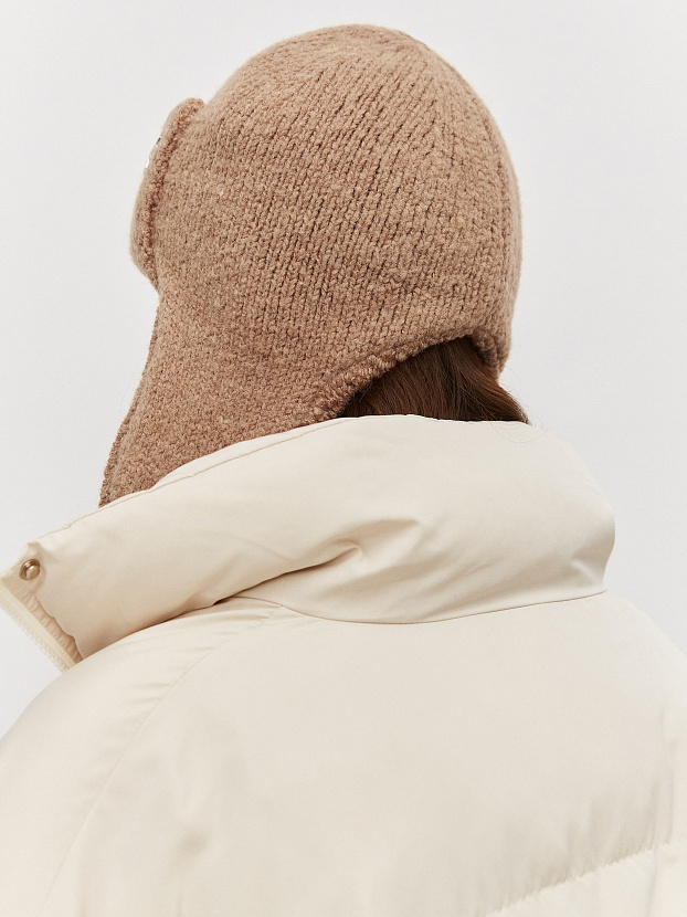 Стокгольм шапка-ушанка трикотажная (кофе, 56-58)