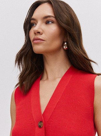 Однобортный жилет с хлопком и вискозой Вита