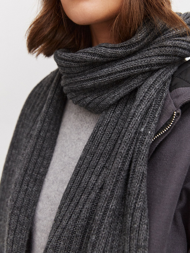 Нуга комплект (шапка+ шарф) трикотажный (т.серый)