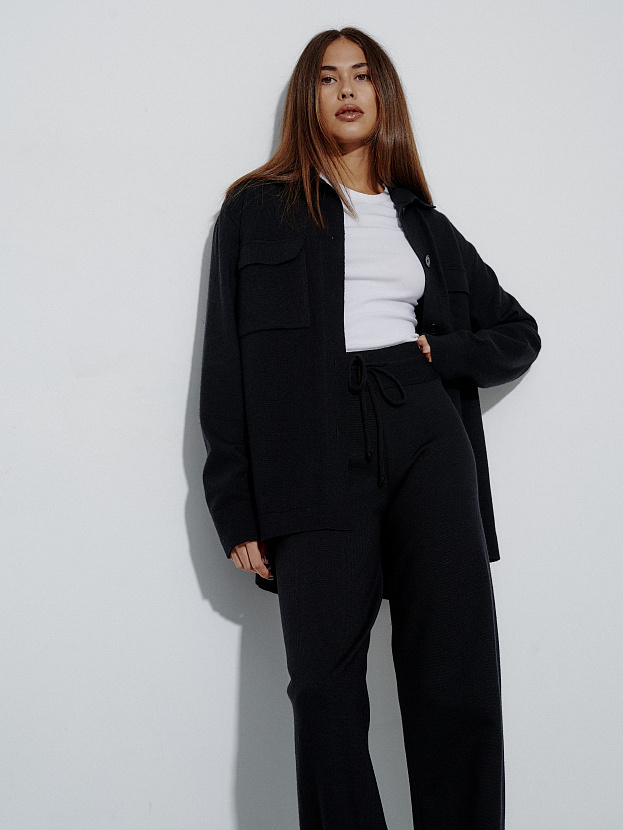 Джемми костюм ( рубашка+брюки ) трикотажный (черный, 40-42/164-170)