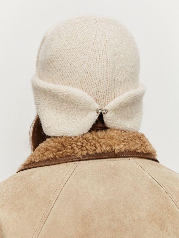Стокгольм шапка-ушанка трикотажная (белый, 56-58)