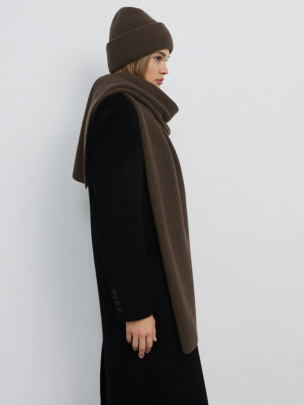 Ботаника комплект (шапка+шарф) трикотажный (коричневый, 56-58)
