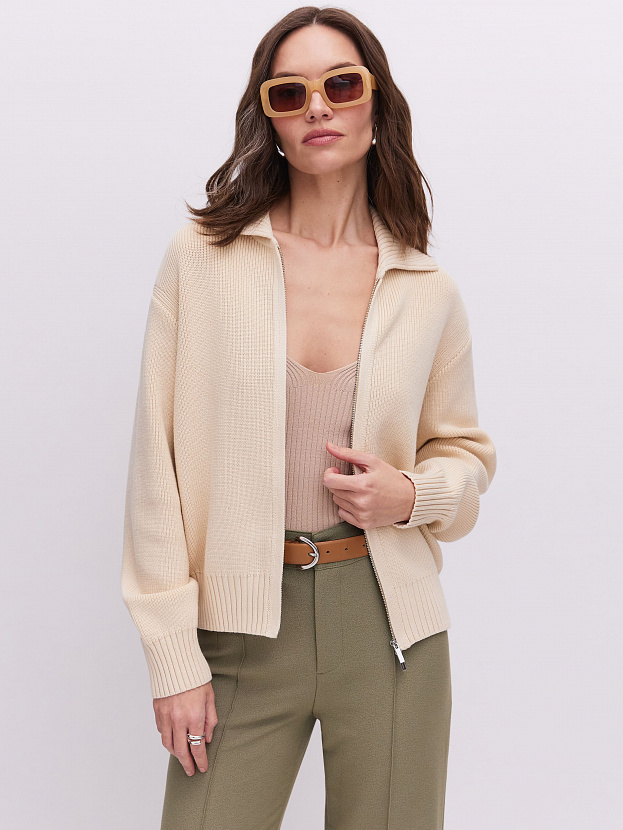 Гранд джемпер (бомбер) трикотажный (кремовый, 44-46)