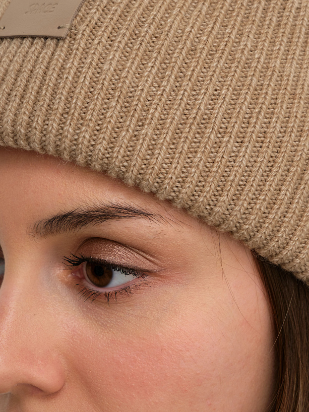 Спейс комплект (шапка+шарф) трикотажный (бежевый, 56-58)