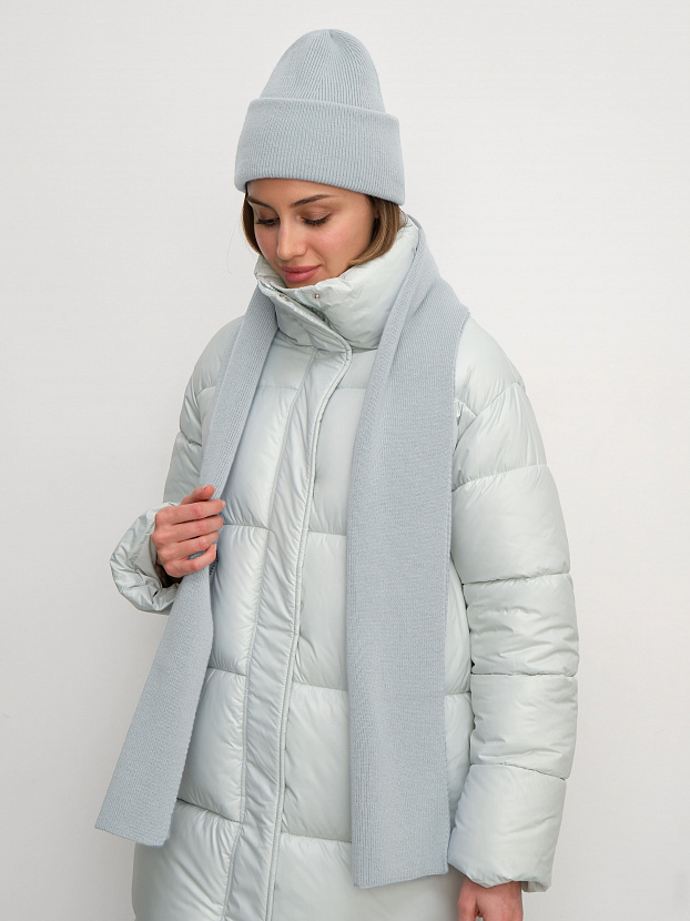 Квартет комплект (шапка+шарф) трикотажный (св.серый, 56-58)