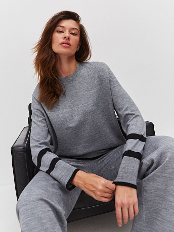 Джемпер из шерсти мериноса и вискозы с полосками Стрит