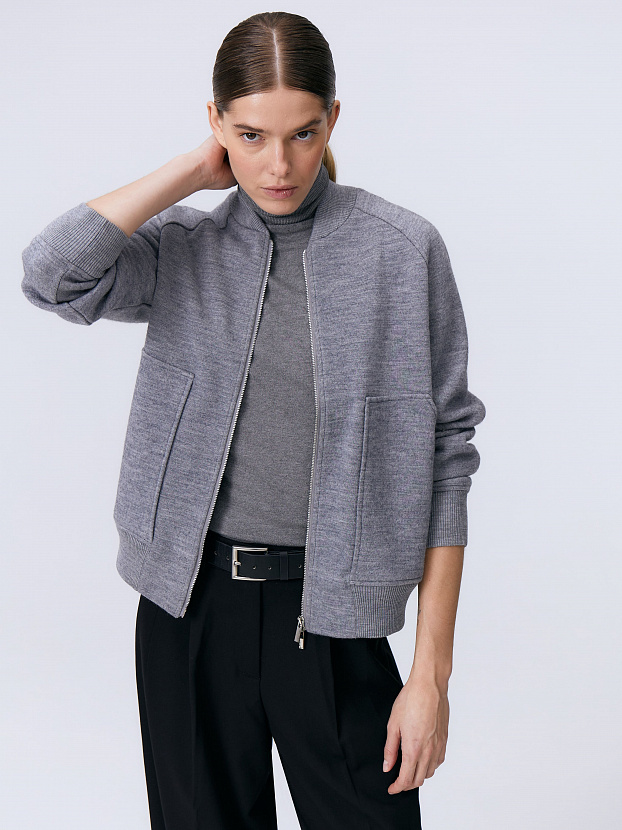Арте кардиган (бомбер) трикотажный (серый меланж, 44-46)