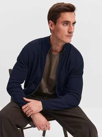 Кардиган мужской из хлопка с карманами на молнии