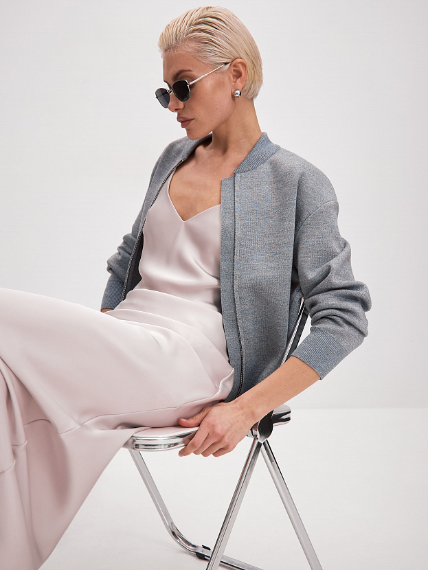 Нейс джемпер (бомбер) трикотажный (серо-голубой, 44-46)