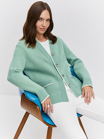 Кардиган из шерсти мериноса и мохера Амега